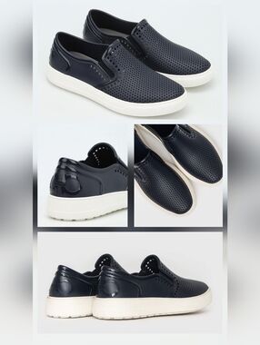 Salvatore Ferragamo 'Perforated Fury' Blue Rubber Boat Shoes Size US 9